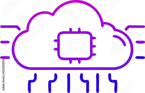 Purple Blue Cloud Computing Icon Microchip Data Lines
