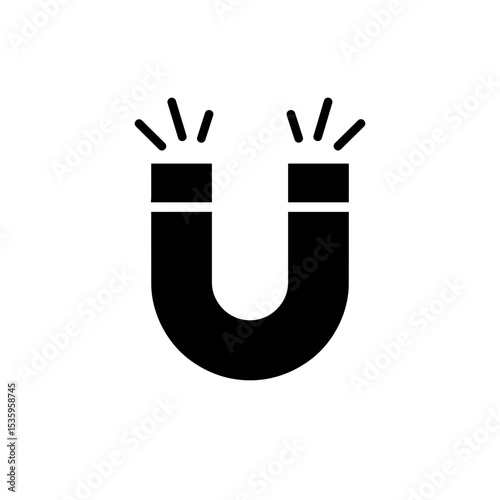 A modern monochrome symbol of a classic magnet in a stark black and white. vector illustration