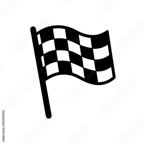 A monochromatic finish flag symbol, waving in the wind, conveying speed and competition. vector illustration
