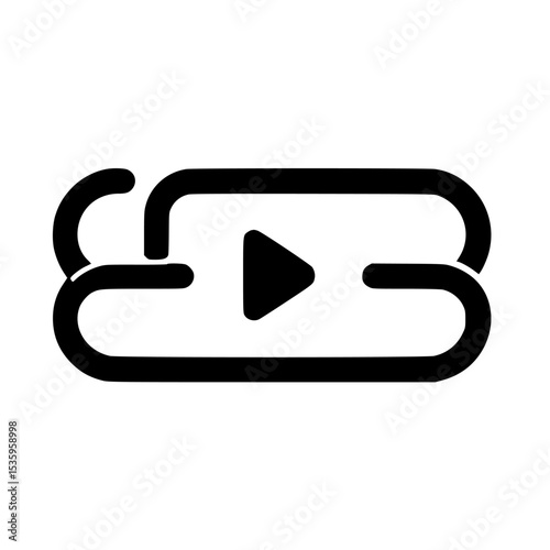 Interlinked chain links encompassing a play button symbol.