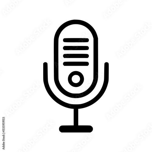 Retro microphone icon, classic design, broadcasting symbol, audio recording.