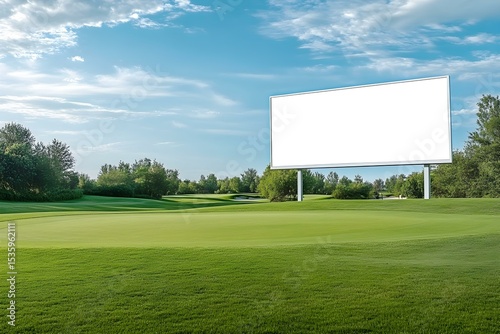 Blank Billboard Mockup on Golf Course: Premium Advertising Space