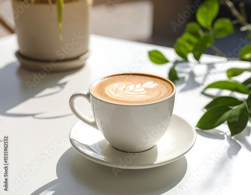 Latte art on a white table (1)