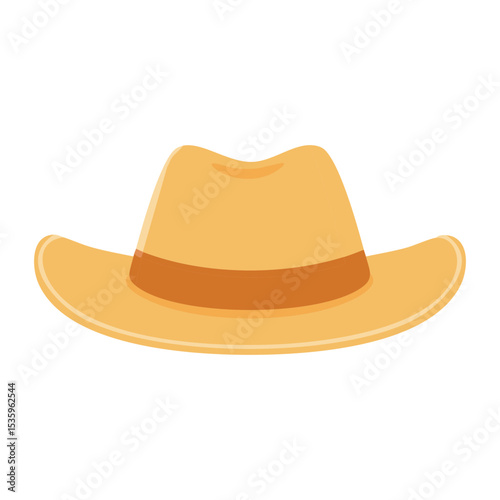 A cowboy hat is depicted with yellow and brown color, embodying the spirit of the American West