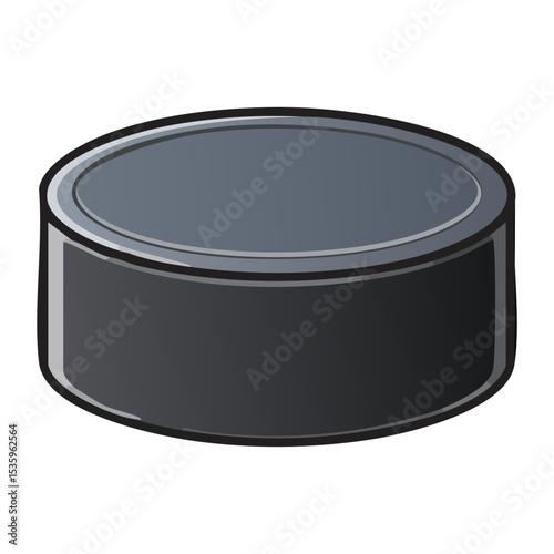 A simple illustration of a hockey puck against a plain backdrop. The puck is a hard, round disc