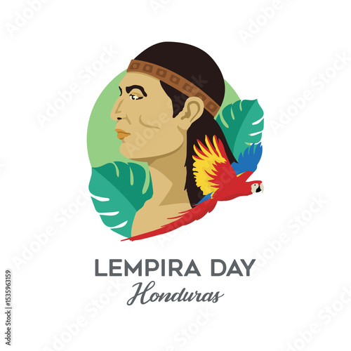 VECTORS. Editable banner for Lempira Day in Honduras (July 20), an annual festival named after an indigenous leader, a national hero.