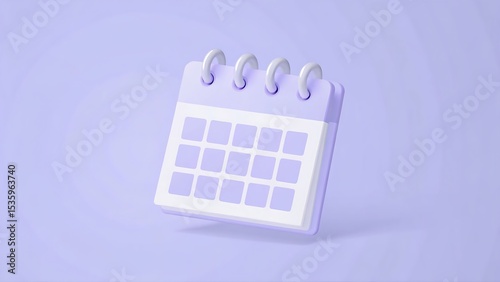 A pastel purple calendar with white grid squares on a light purple background scene