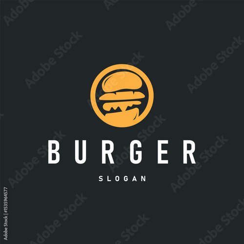 simple design fast food logo burger delicious food with meat bun and vegetables simple retro food logo concept for illustration template and business product brand