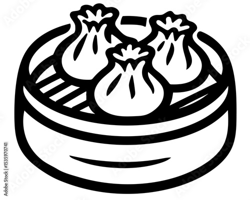 Three dumplings are in a round dish