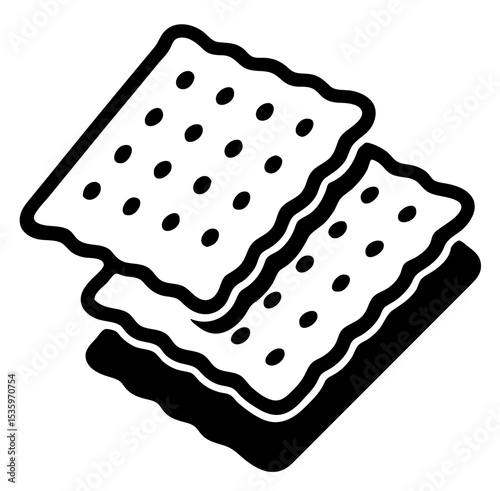 A close up of a piece of cracker with a lot of dots on it