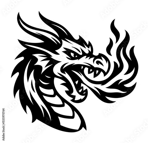 A dragon with fire in its mouth