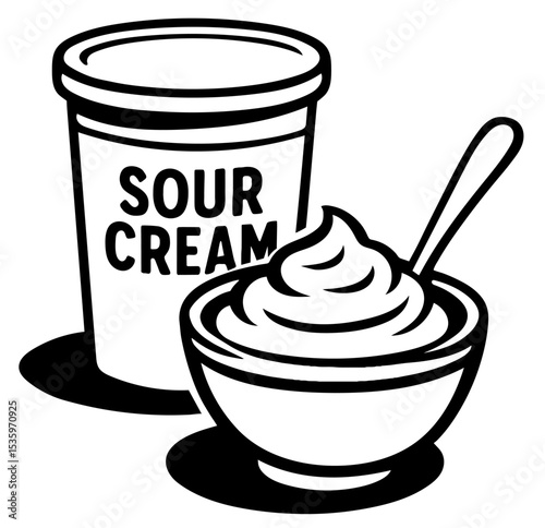 A jar of sour cream and a bowl of sour cream