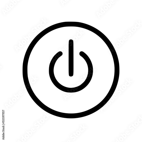 Simple black power button icon, circular outline.
