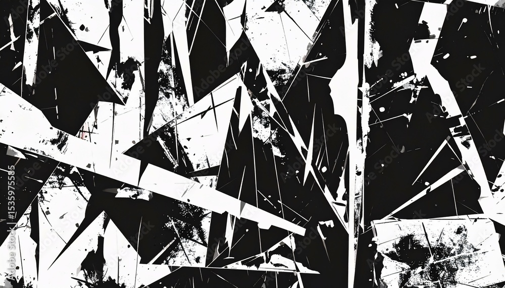 Fototapeta premium Abstract monochrome geometric splatter pattern - great for design inspiration