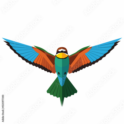 Geometric European BeeEater with Outstretched Wings and Vibrant Plumage