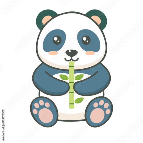 A charming panda enjoying a bamboo stick, showcasing the beauty of wildlife