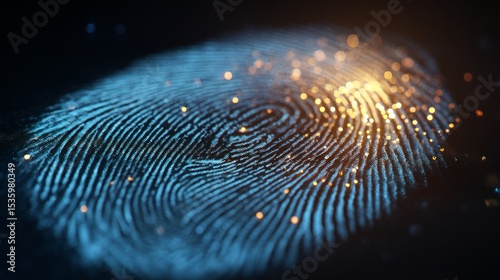 Fingerprint scanner biometric technology close-up