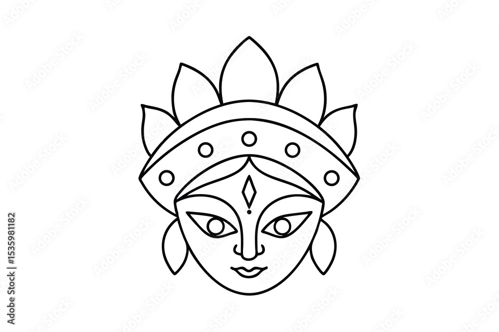 Obraz premium Continuous line art drawing of goddess durga