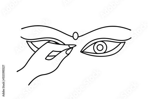 Elegant continuous line art drawing of a woman's eye