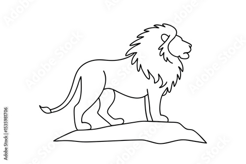 Majestic lion continuous line art drawing wild animal