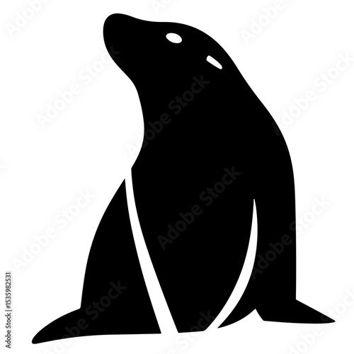 Black and white vector illustration of a seal silhouette