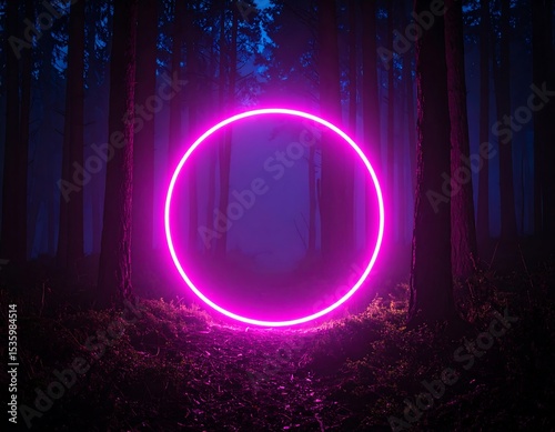 Neon circle in dark forest (1)