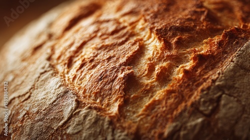 Golden brown artisan bread crust texture detail