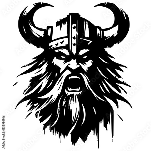 Abstract angry viking face silhouette
