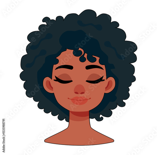 Cartoon Afro Woman With Beautiful Hair And Face Simple Design Icon Digital Source 