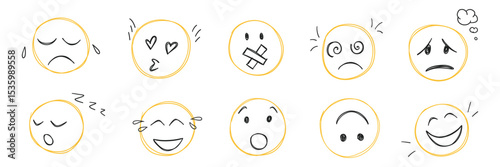 Fotografía Doodle smile emoji face icon set