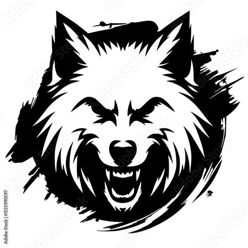 Abstract scratch silhouette of angry wolf