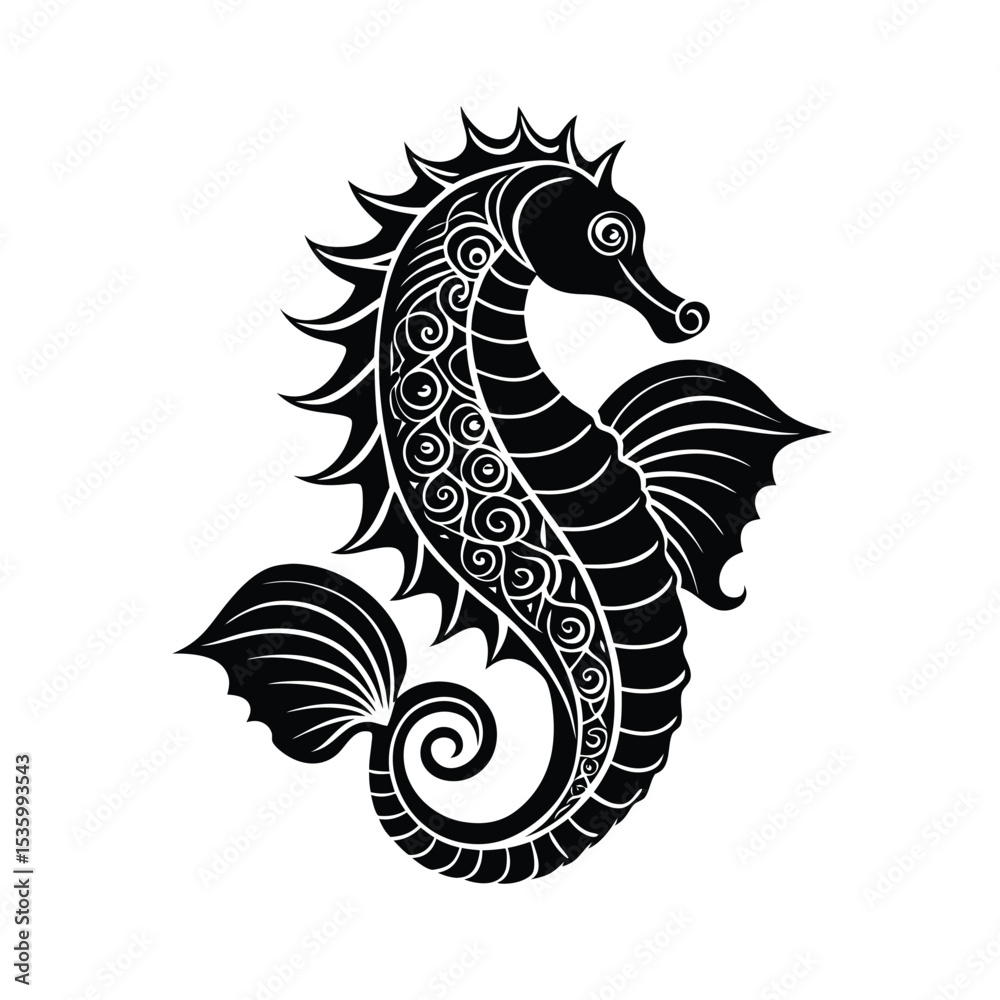 Elegant Seahorse Silhouette in Ocean Style (2).eps Elegant Seahorse Silhouette in Ocean Style (2).eps