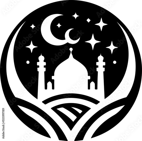 vector illustration silhouette design icon logo symbol muslim place of worship abstract modern