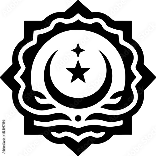 vector illustration silhouette design icon logo symbol of muslim religion with islamic ornaments moon and stars