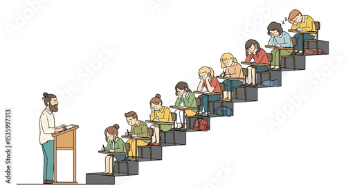 Students in a Classroom Listening to a Lecture and Taking Notes