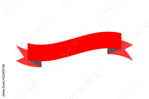Ribbon banner, Simple red ribbon, Vector

