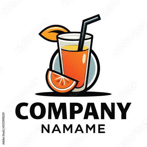 Orange juice drink logo with company name