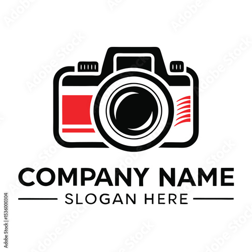 Simple camera logo with company name and slogan area