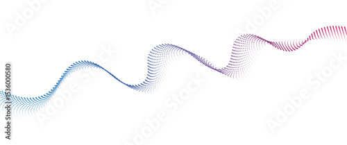 Flowing Dot Wave halftone gradient pattern on transparent background	
