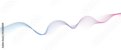 Flowing Dot Wave halftone gradient pattern on transparent background	
