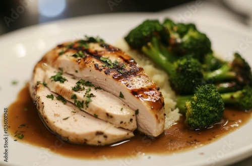 Grilled turkey breast with steamed broccoli, high-protein, low-calorie