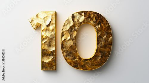 Gold number 10 as graphic design element template