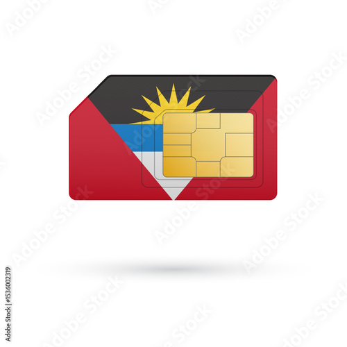 Flag of Antigua and Barbuda. Vector illustration of SIM Card with flag on white background