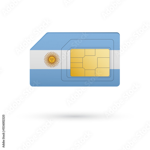 Flag of Argentina. Vector illustration of SIM Card with flag on white background