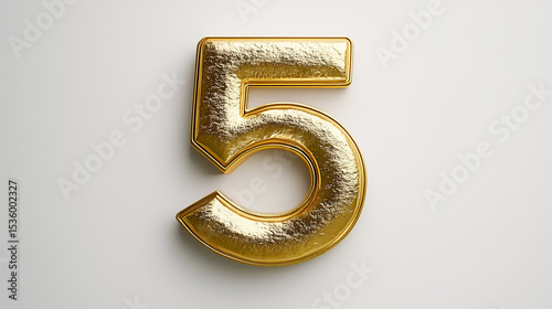 Gold number 5 as graphic design element template