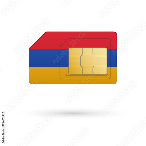 Flag of Armenia. Vector illustration of SIM Card with flag on white background