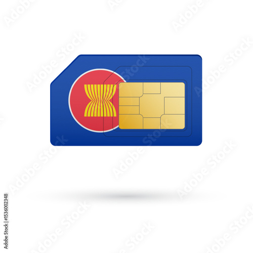 Flag of ASEAN. Vector illustration of SIM Card with flag on white background