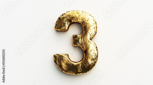 Gold number 3 as graphic design element template