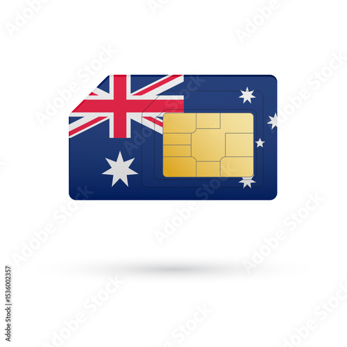 Flag of Australia. Vector illustration of SIM Card with flag on white background