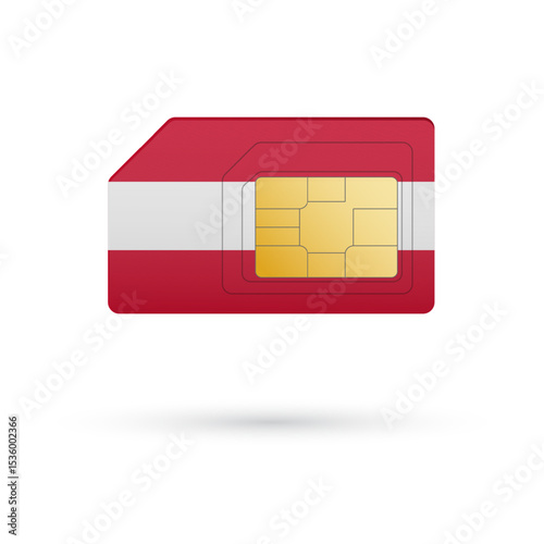 Flag of Austria. Vector illustration of SIM Card with flag on white background